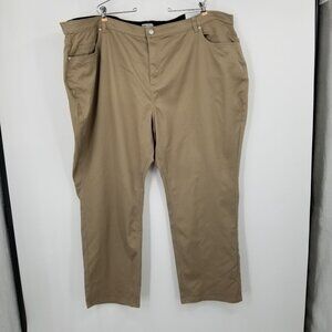 NWT Catherines Straight Leg Sateen Stretch Khaki‎ Pants Size 34W